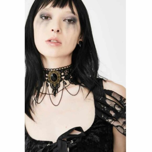 NEW Dolls Kill Handmade Delicate Fate Black Lace Choker Necklace - Picture 3 of 11